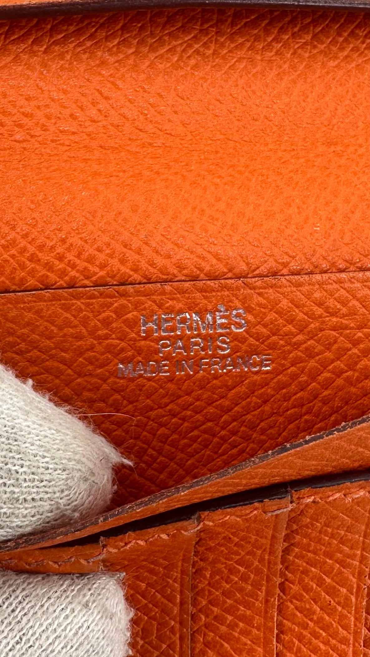 Hermés orange Epsom leather Bearn Wallet