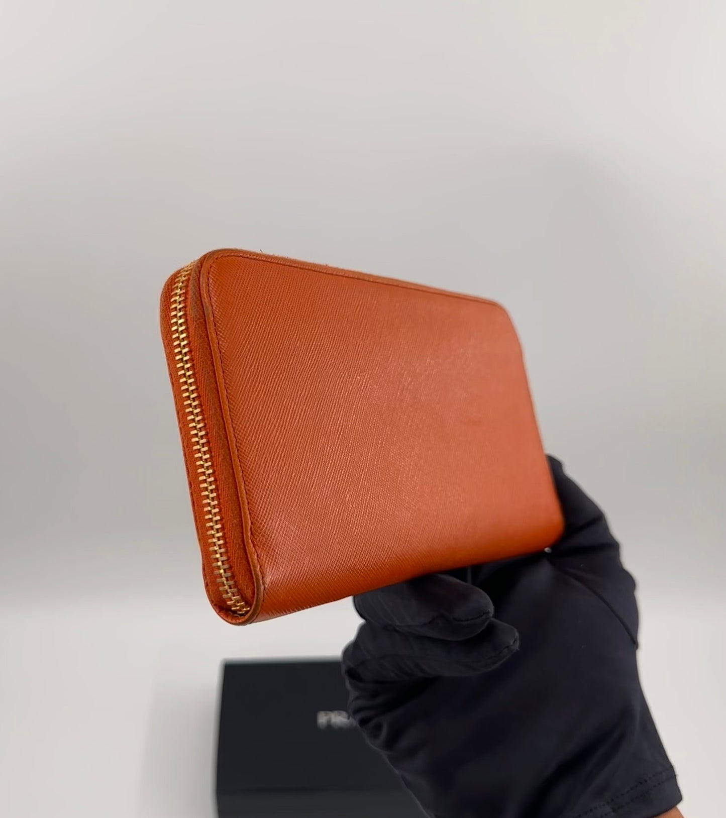 Prada Saffiano Metal Zip Around Wallet