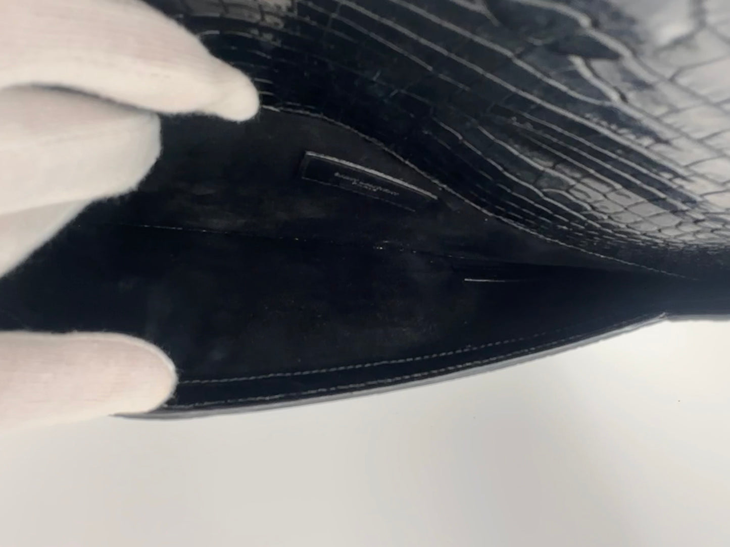Saint Laurent Uptown Crocodile Effect Leather Pouch