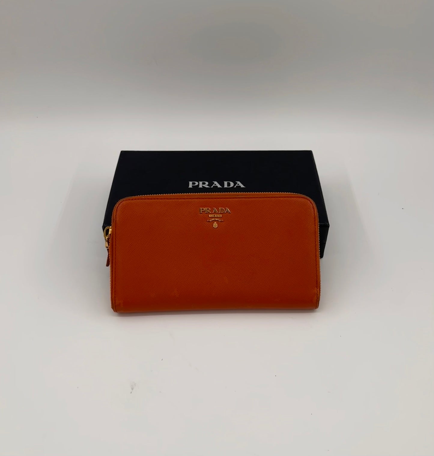 Prada Saffiano Metal Zip Around Wallet