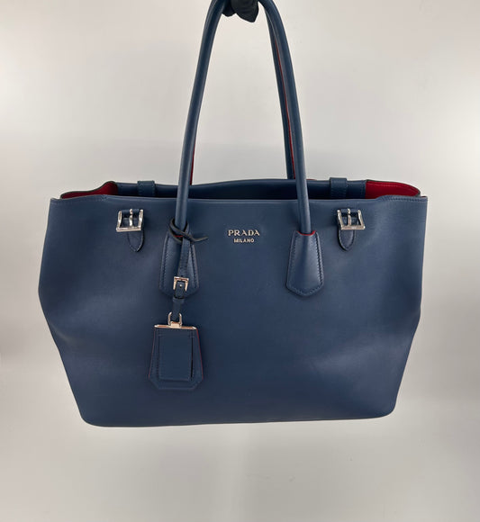Prada Bluette City Calf Leather Tote Bag