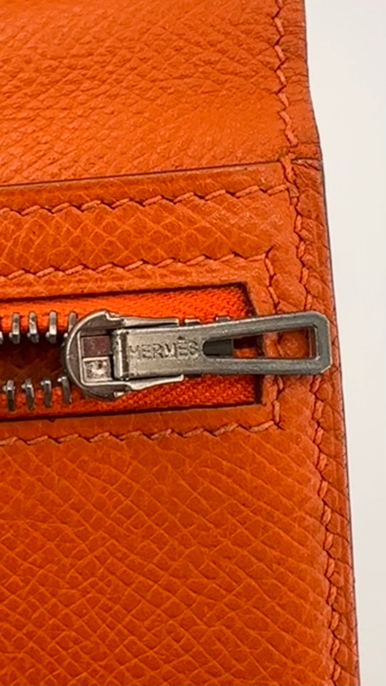 Hermés orange Epsom leather Bearn Wallet