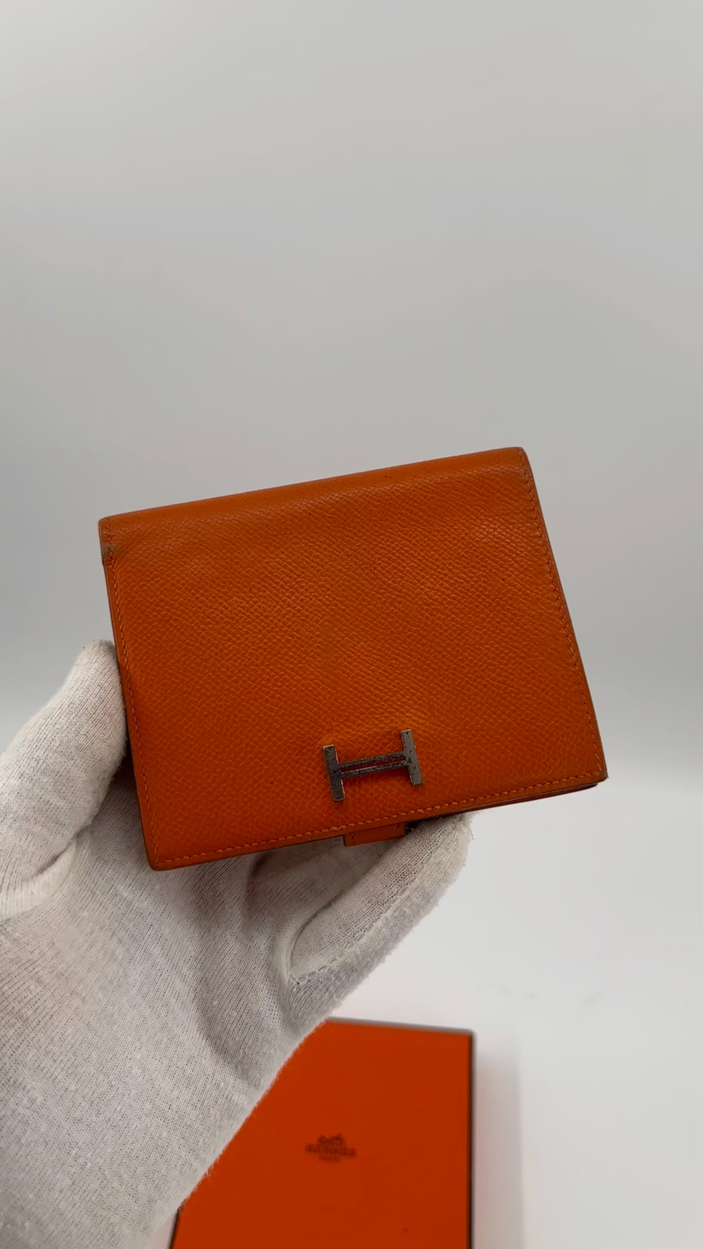 Hermés orange Epsom leather Bearn Wallet
