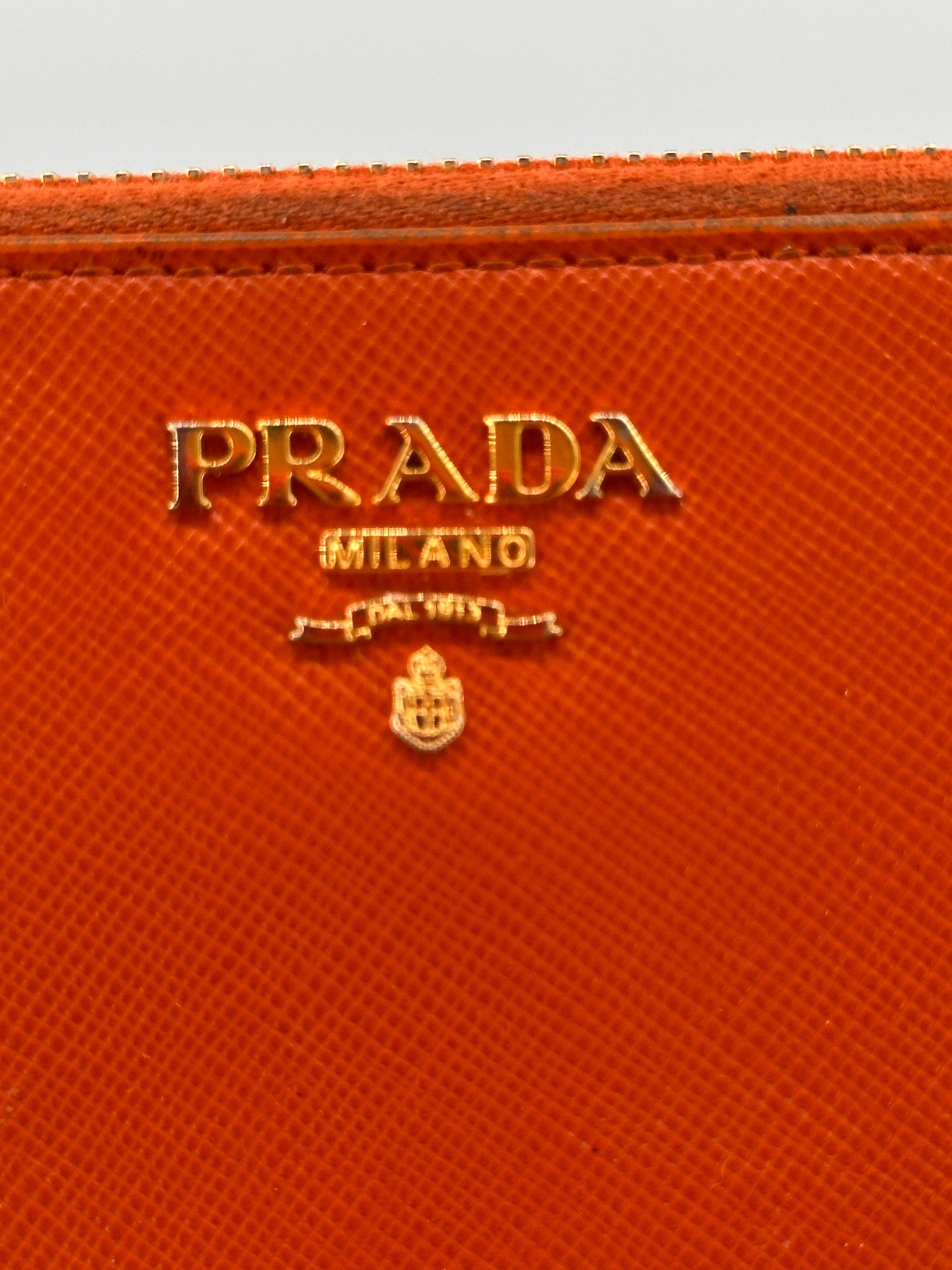 Prada Saffiano Metal Zip Around Wallet