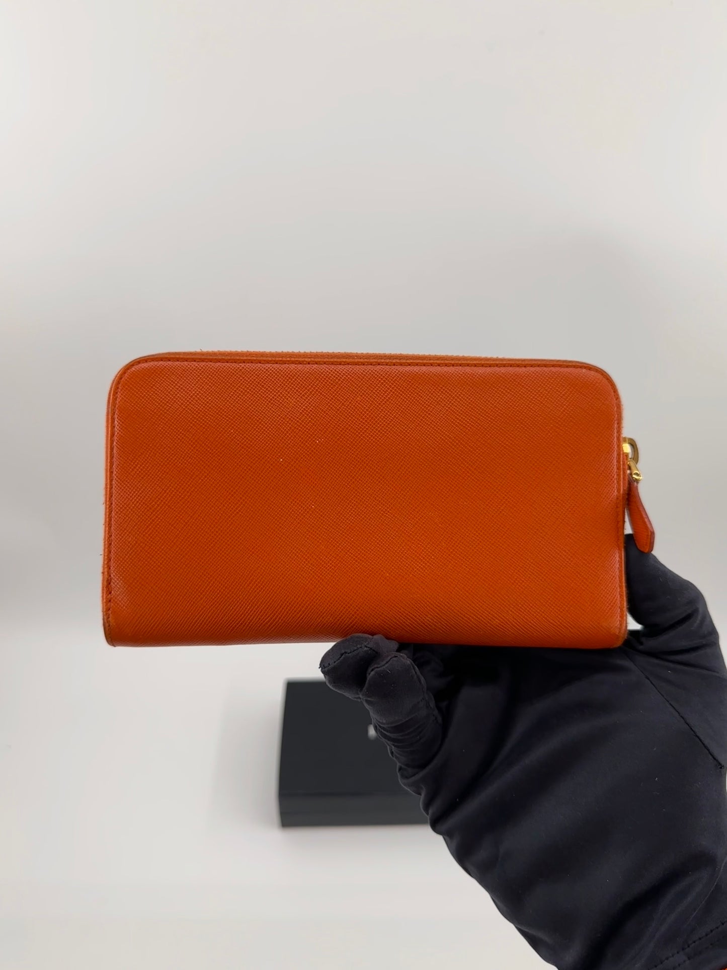 Prada Saffiano Metal Zip Around Wallet