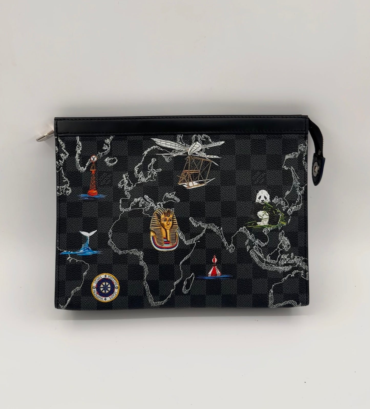 Limited Edition Louis Vuitton Pochette Voyage MM in Damier Graphite Map canvas