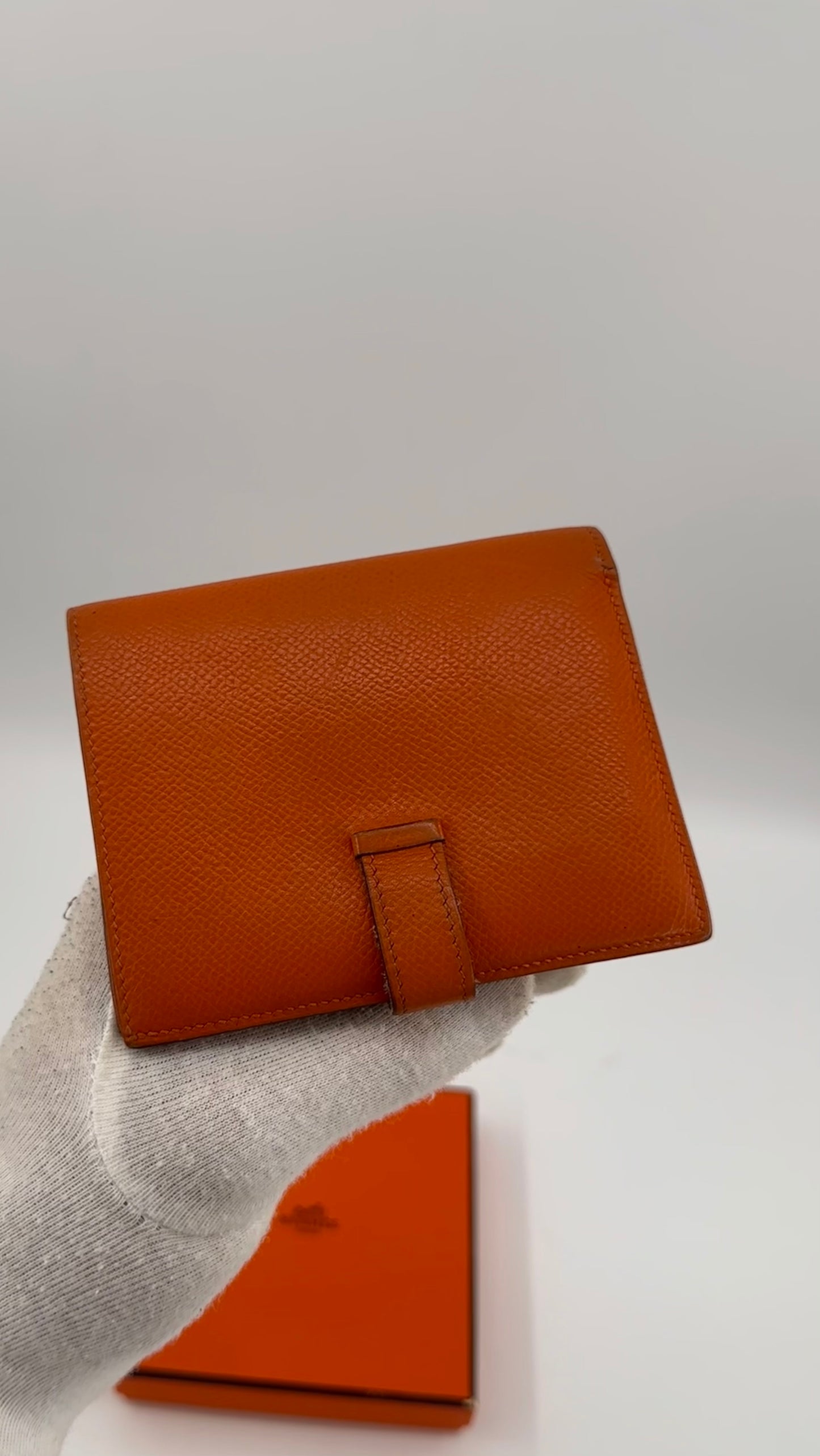 Hermés orange Epsom leather Bearn Wallet