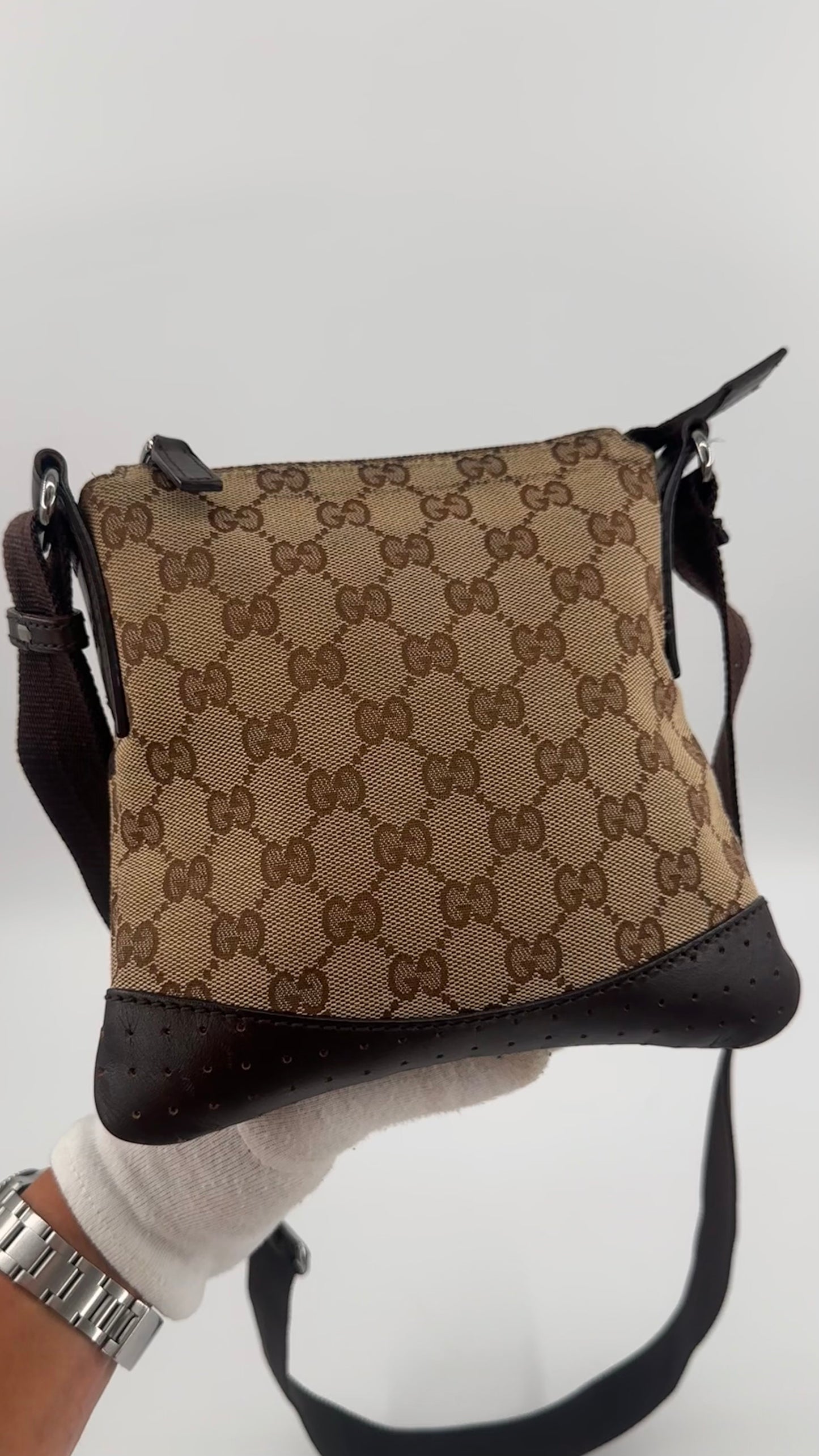 Gucci GG canvas perforated Messenger bag