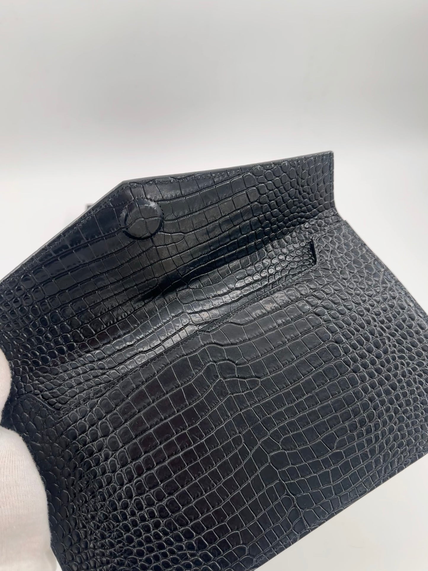 Saint Laurent Uptown Crocodile Effect Leather Pouch
