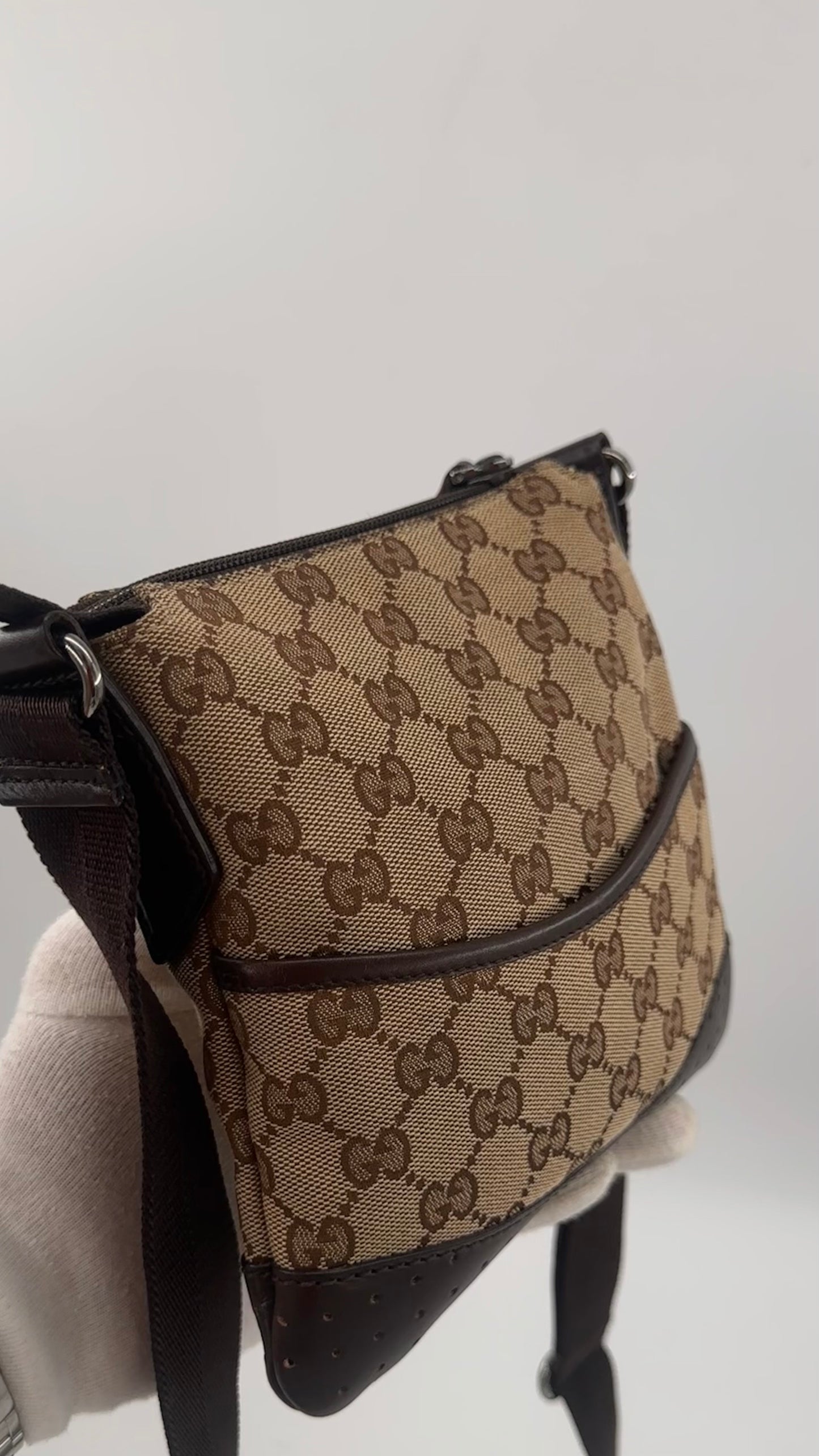 Gucci GG canvas perforated Messenger bag