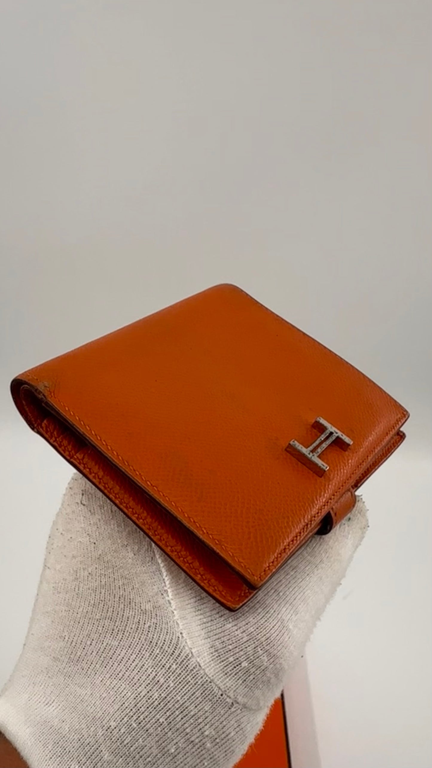 Hermés orange Epsom leather Bearn Wallet