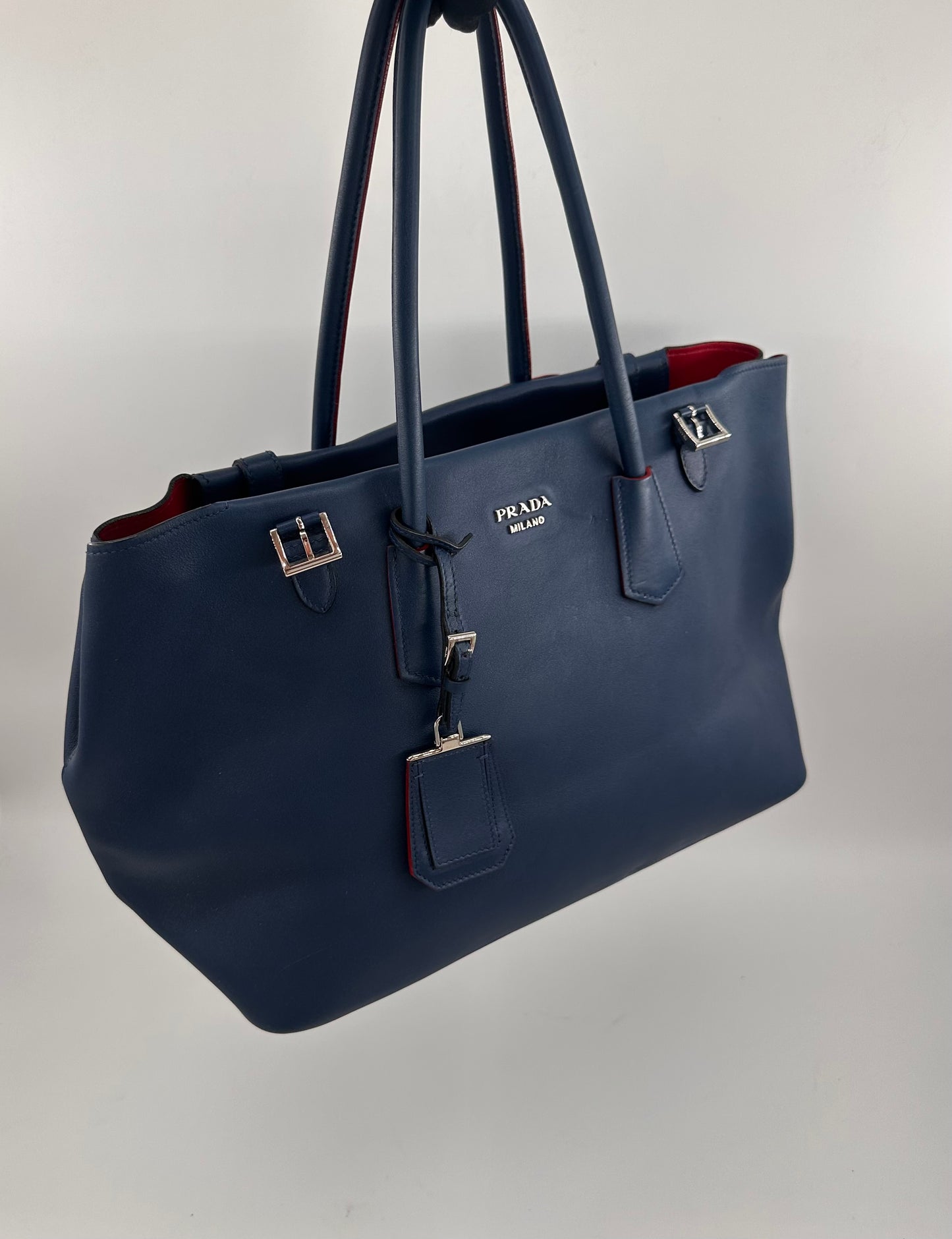 Prada Bluette City Calf Leather Tote Bag