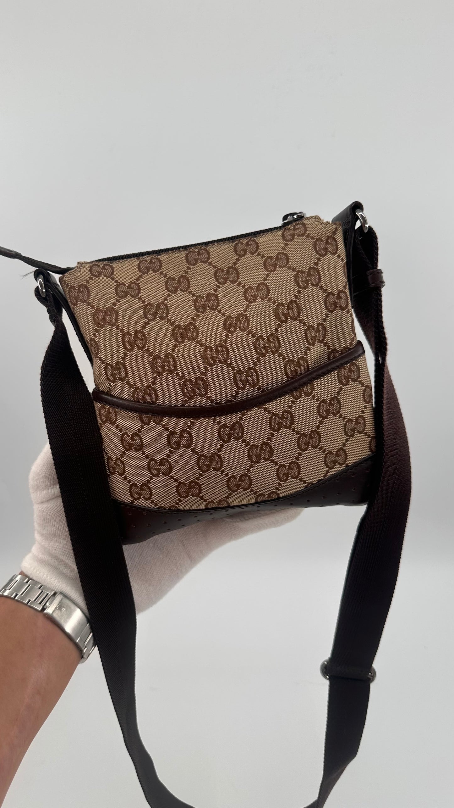 Gucci GG canvas perforated Messenger bag