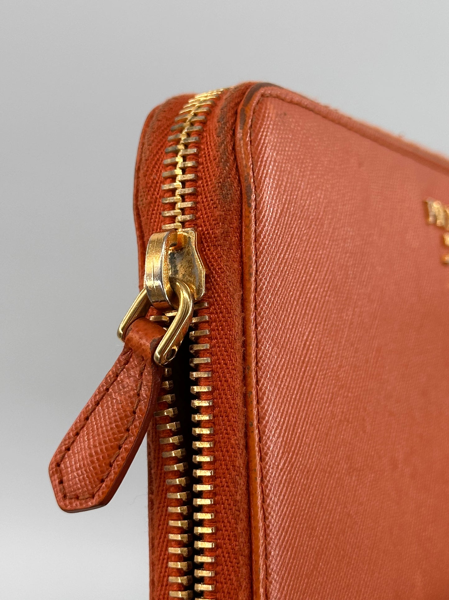 Prada Saffiano Metal Zip Around Wallet