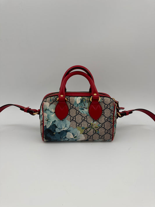 Gucci GG Supreme Blooms Mini Boston Crossbody Bag